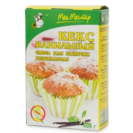 Кекс ванильный "МакМастер" смесь для выпечки безбелковая, 400 г