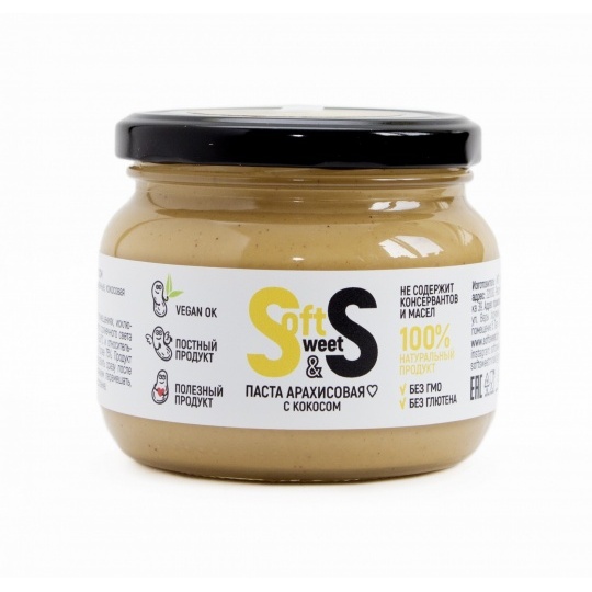 Паста арахисовая Soft&Sweet с кокосом 350г