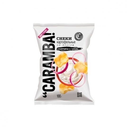 Снеки картофельные со вкусом сметаны с зеленью низкобелковые CARAMBA, 100г