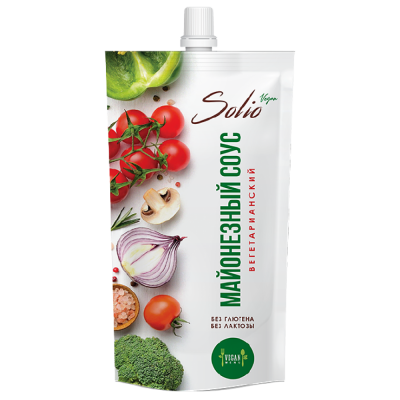 МАЙОНЕЗНЫЙ СОУС ПРОВАНСАЛЬ ВЕГЕТАРИАНСКИЙ "SOLIO" С М.Д.Ж. 50,5 %, 200 МЛ 